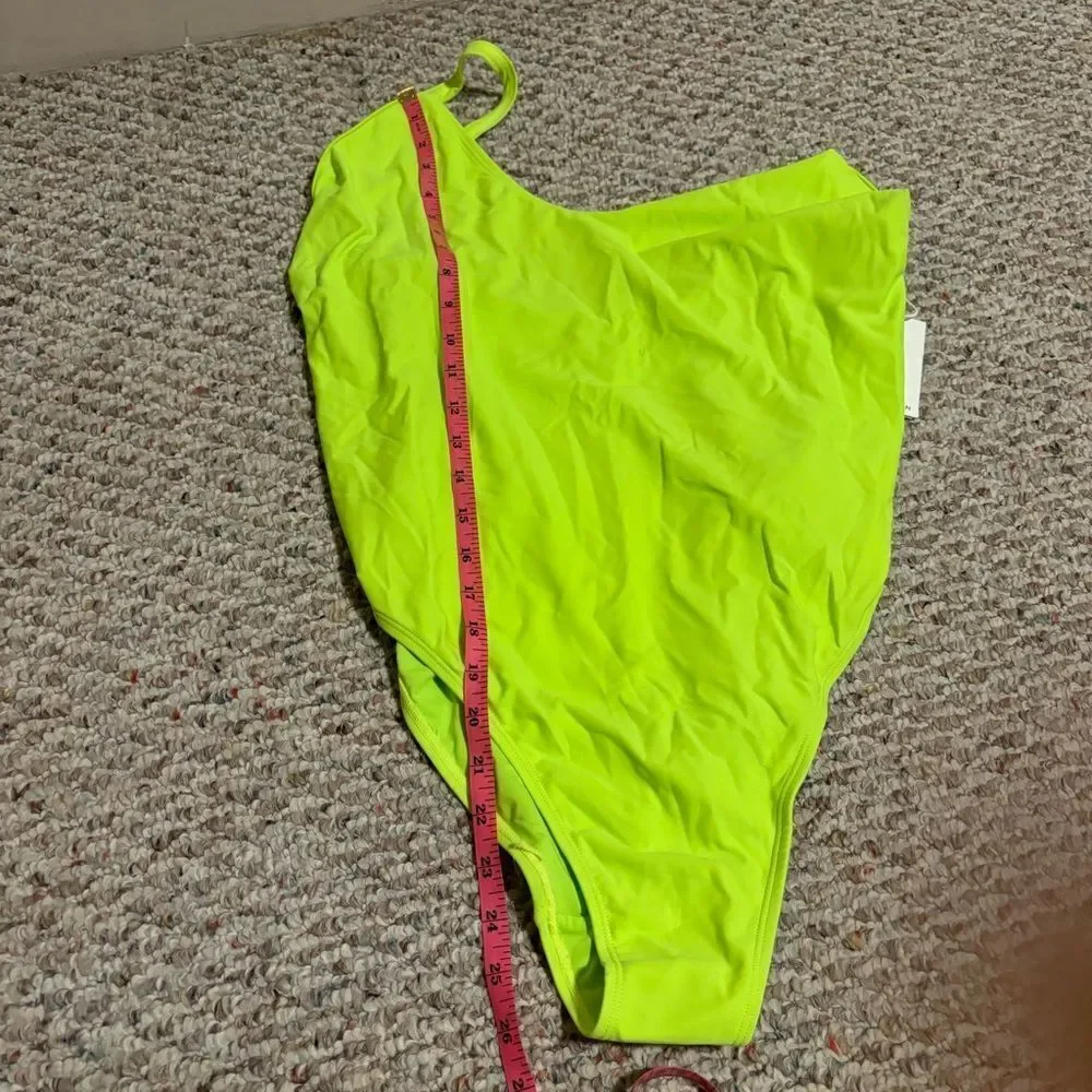 NWT Good American One Piece Scoop Swimsuit Electric Lime- Size 7 (4XL) XXXXL